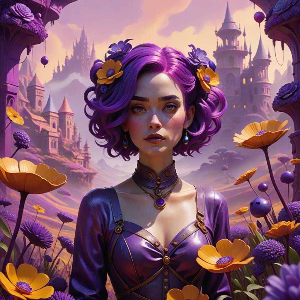Surrealist Masterpiece in Vibrant Purple Hues