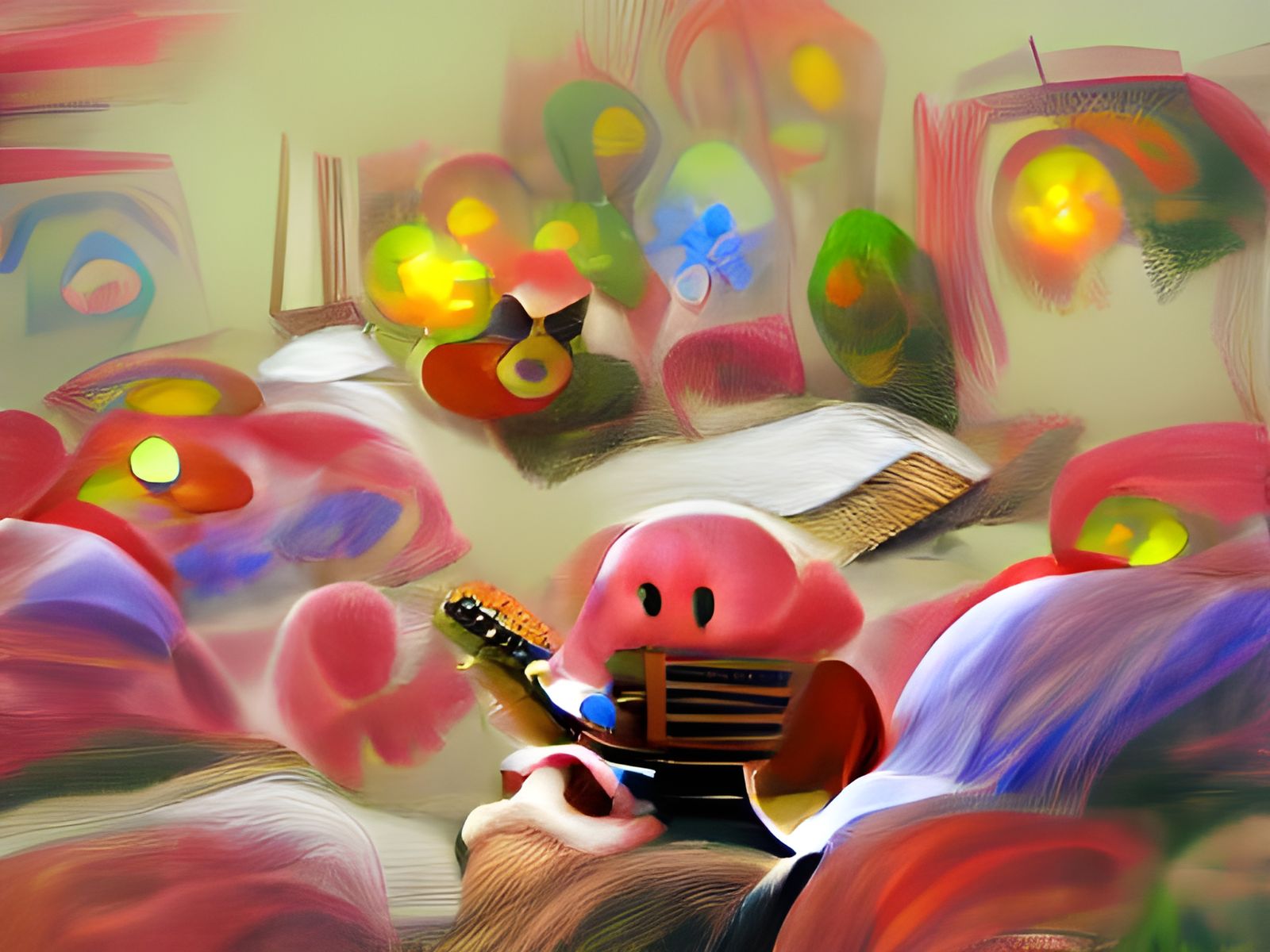 Kirby's Psychedelic Guitar Solo: Impressionistic Digital Art