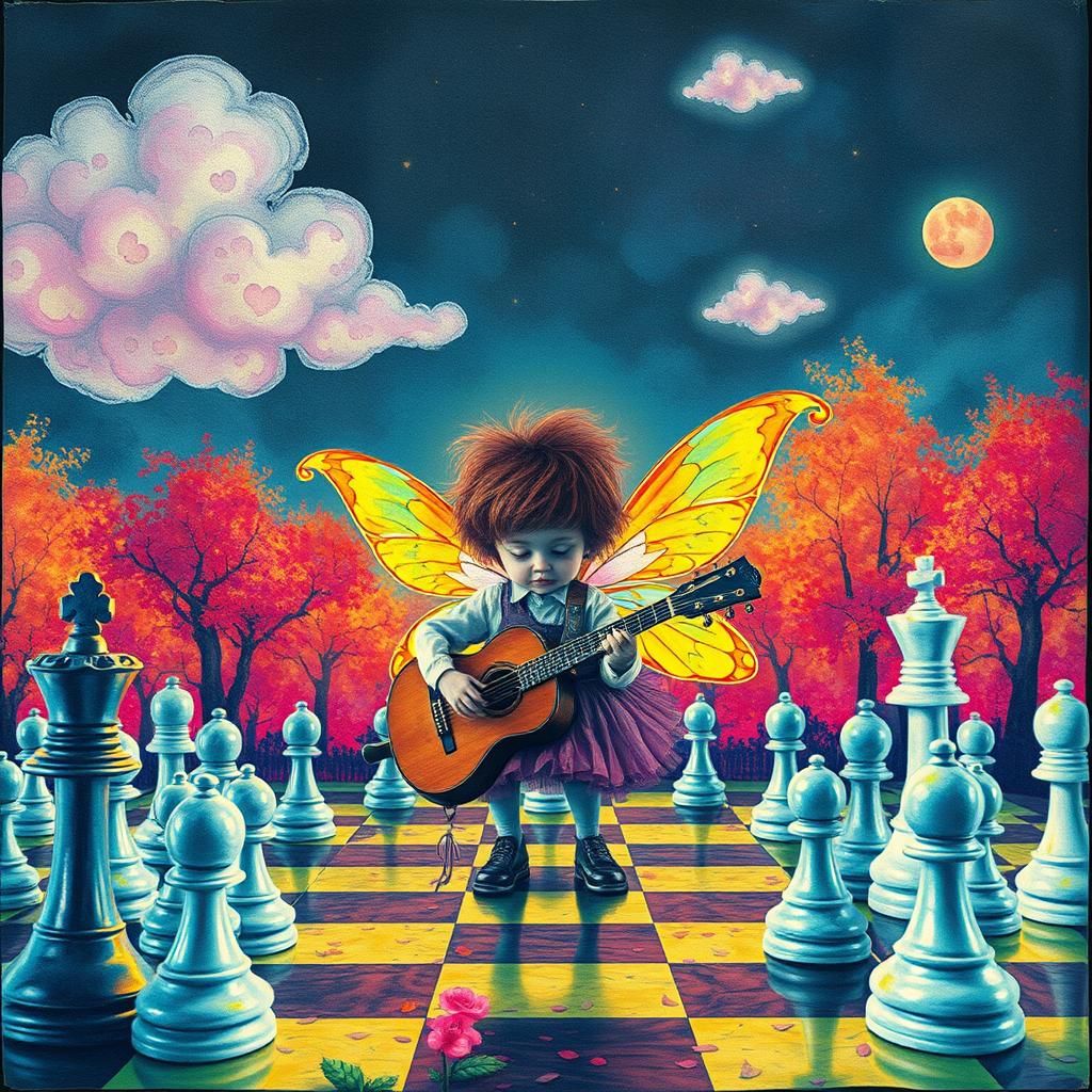 Surreal Fairy Musician in Autumnal Wonderland