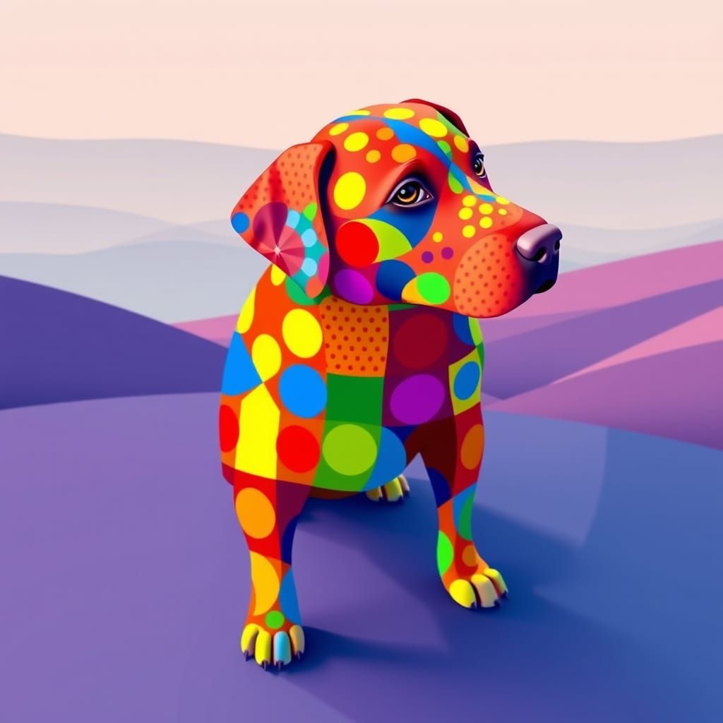 Geometric Labrador in Pop Art Style