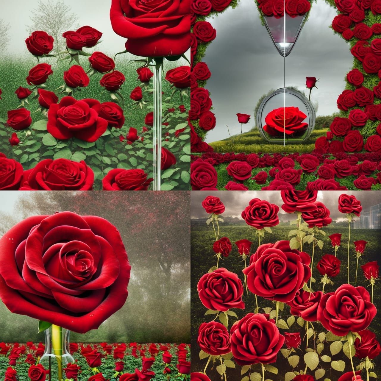 Giant Roses and Creatures in Glass Boxes