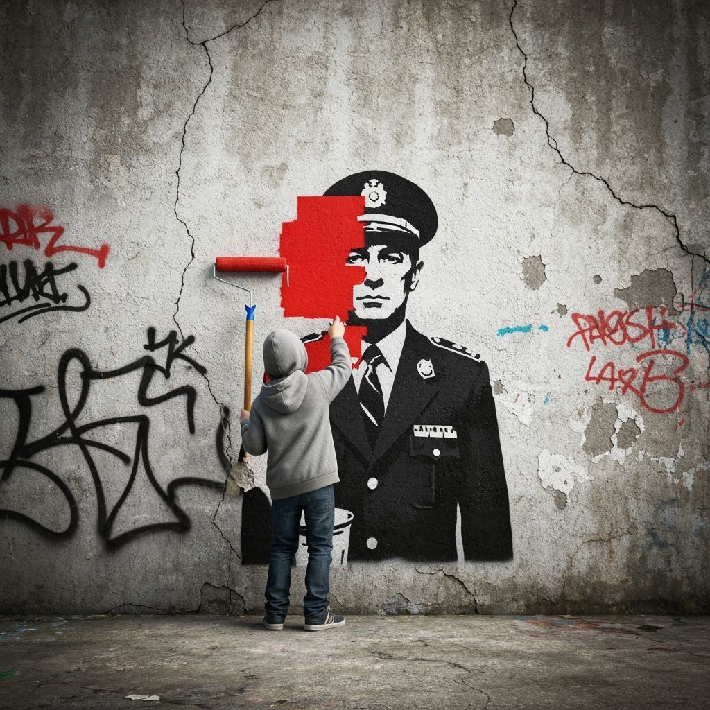 Gritty Urban Alleyway Mural in Photojournalistic Style