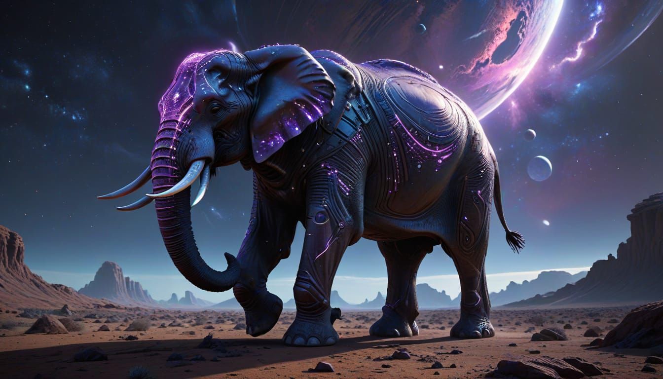 Chrome Elephant on Alien Planet