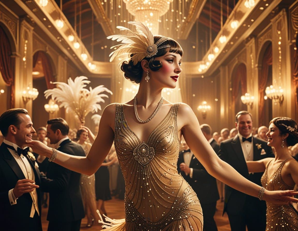 Art Deco Charleston Dancer in Ballroom