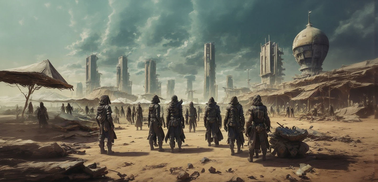 Jedi Knight in Futuristic Dystopian Marketplace