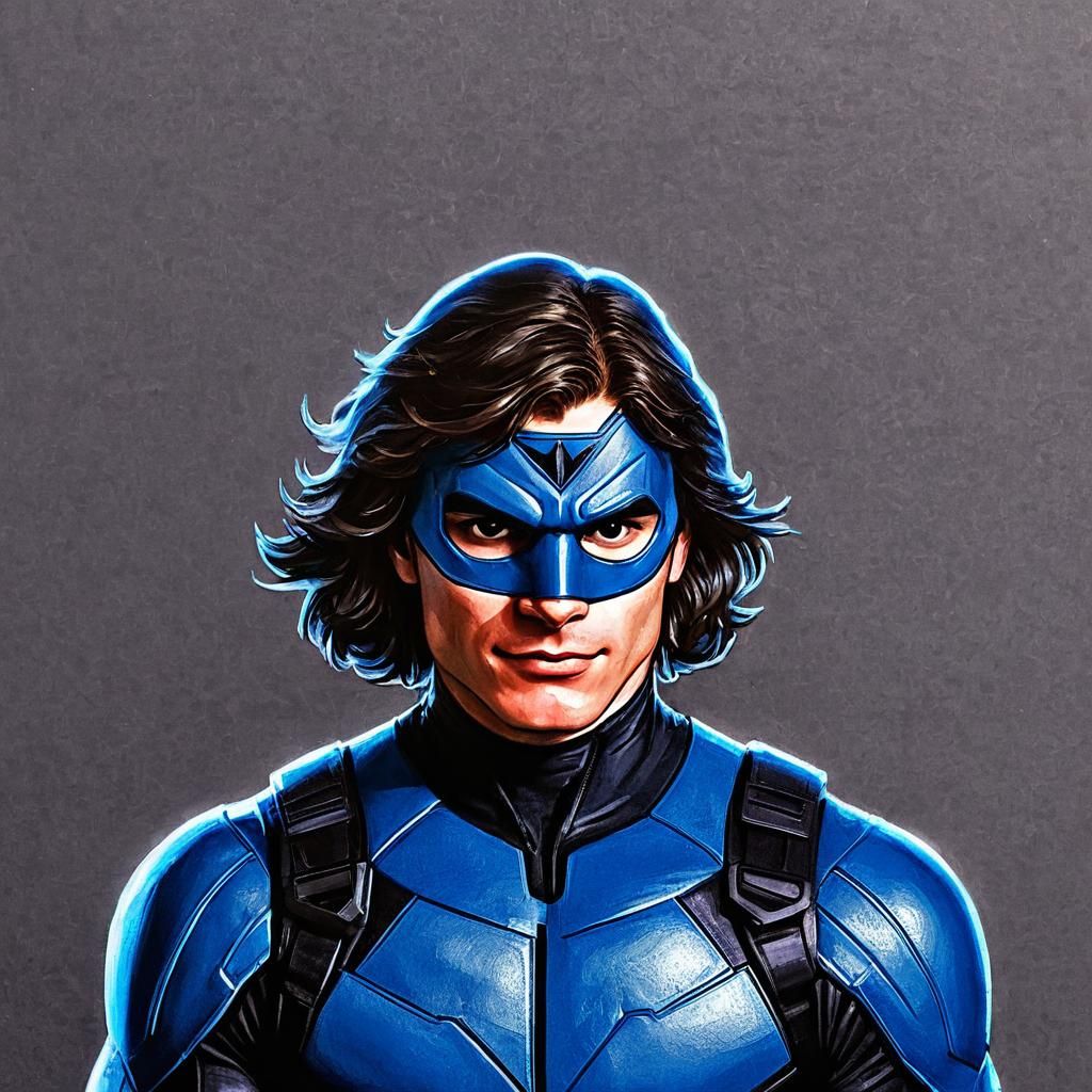 Nightwing Portrait in Comic Book Style