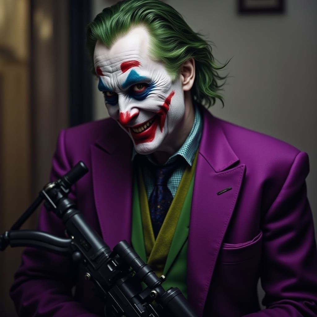 The Joker with MP5 in Dark Gothic Style