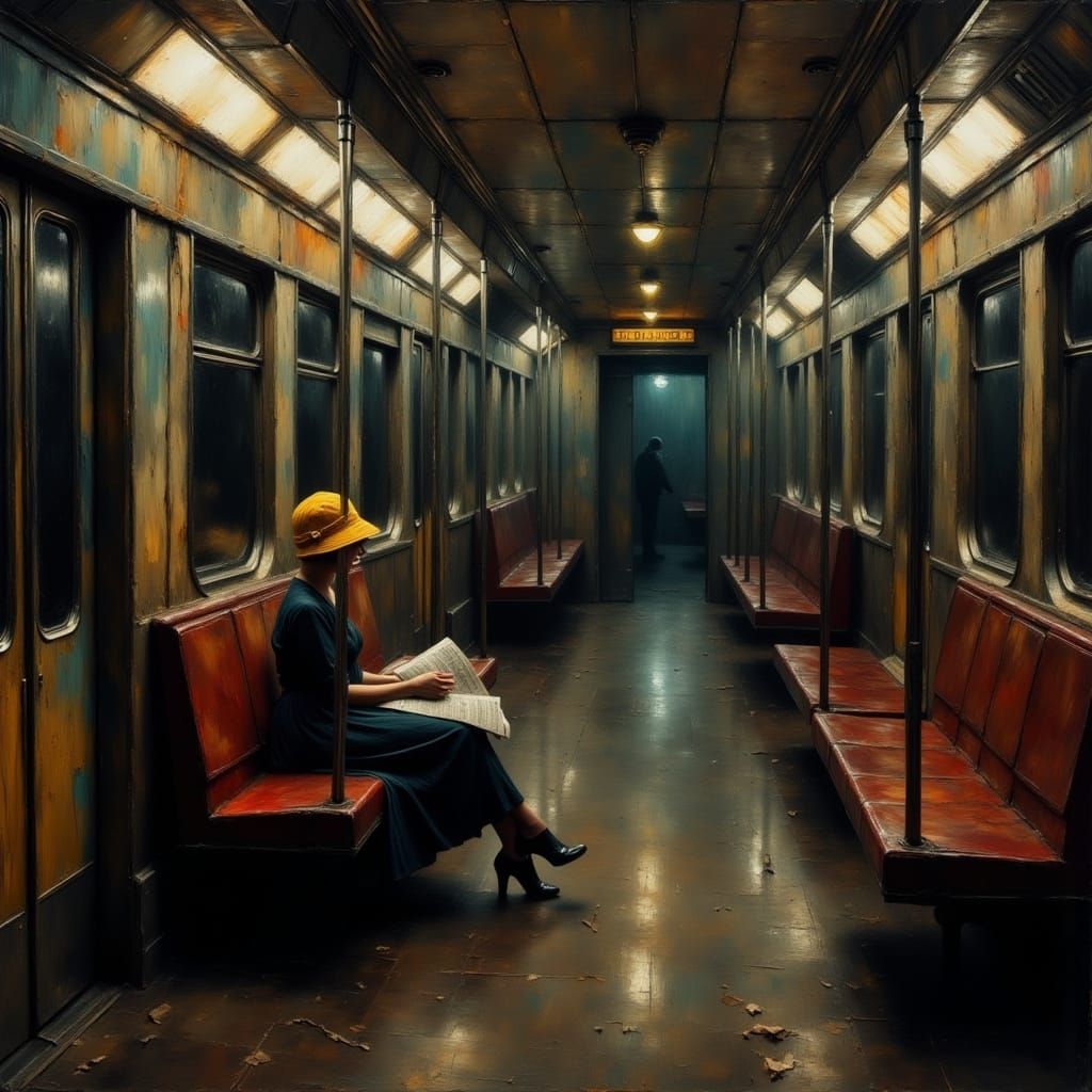 1920s Subway Car in Ashcan School Style