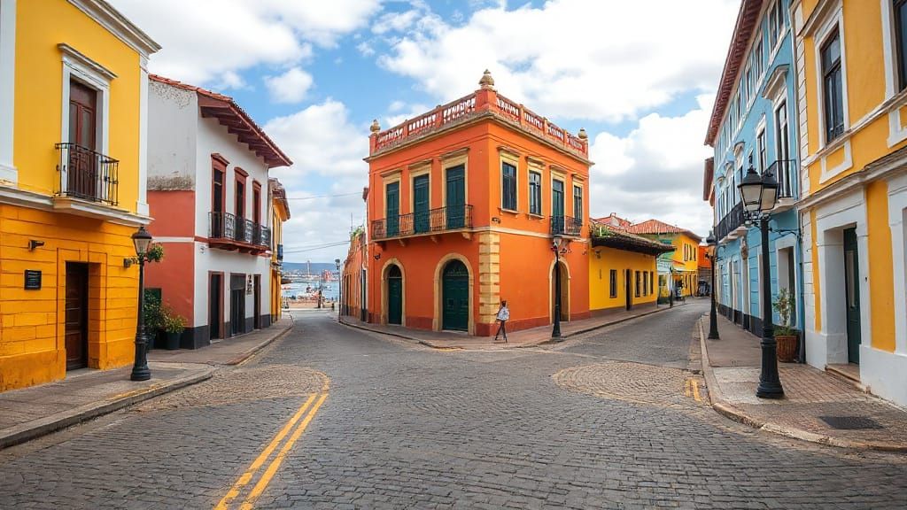 Colorful Colonial Architecture in Historic Port