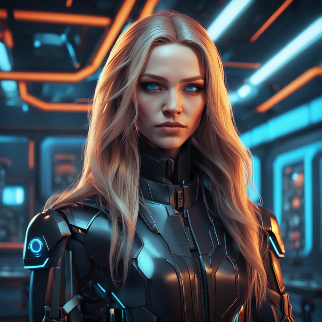 Futuristic Assassin in High-Tech Laboratory Concept Art