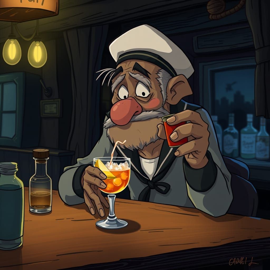 Sailor's Cocktail in Whimsical Cartoon Style