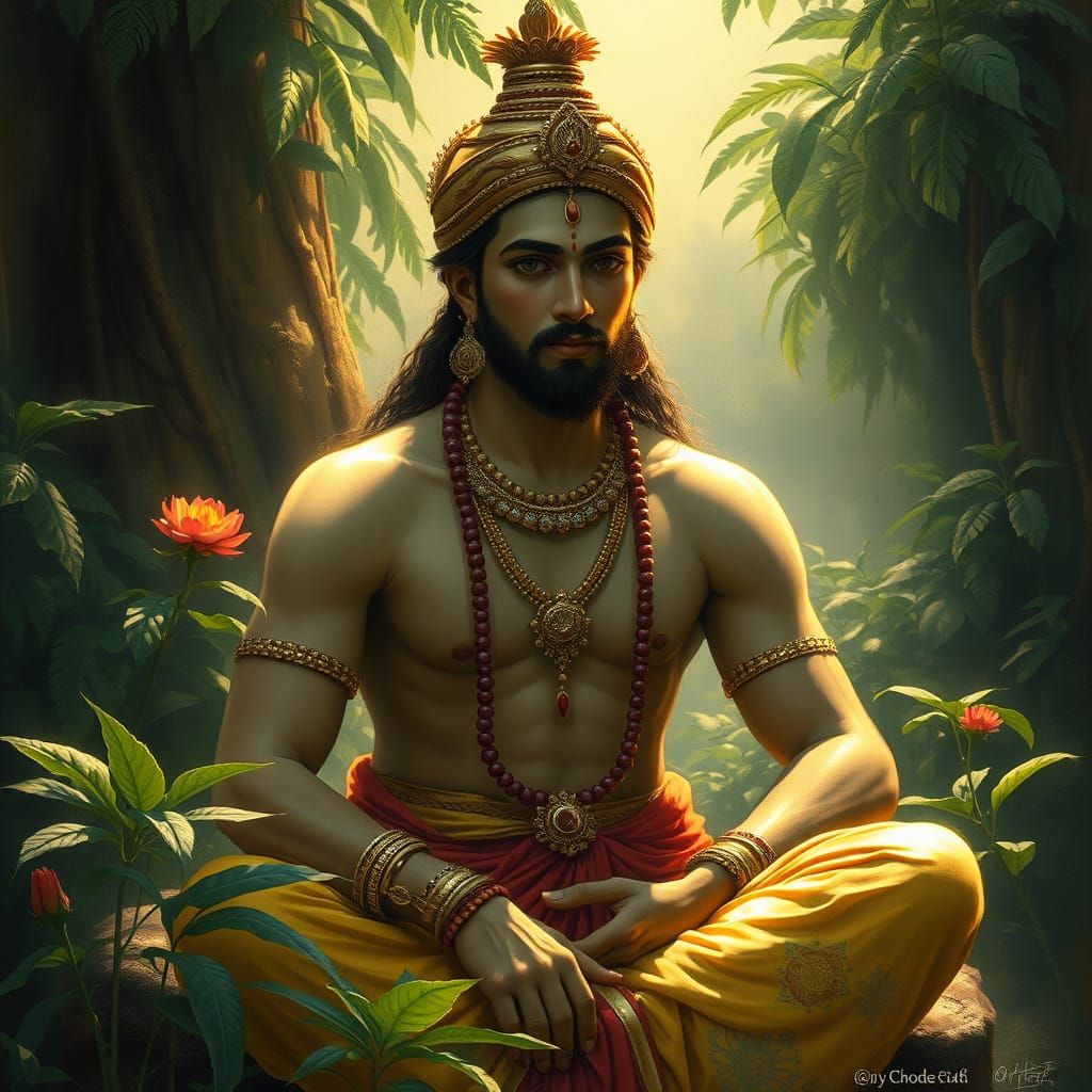 Serene Hindu Prince in Dreamy Realism