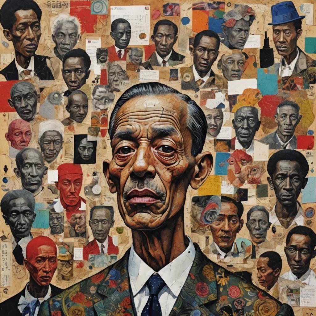 Horrific Ugly Man: Folk Art Collage in Mixed Media