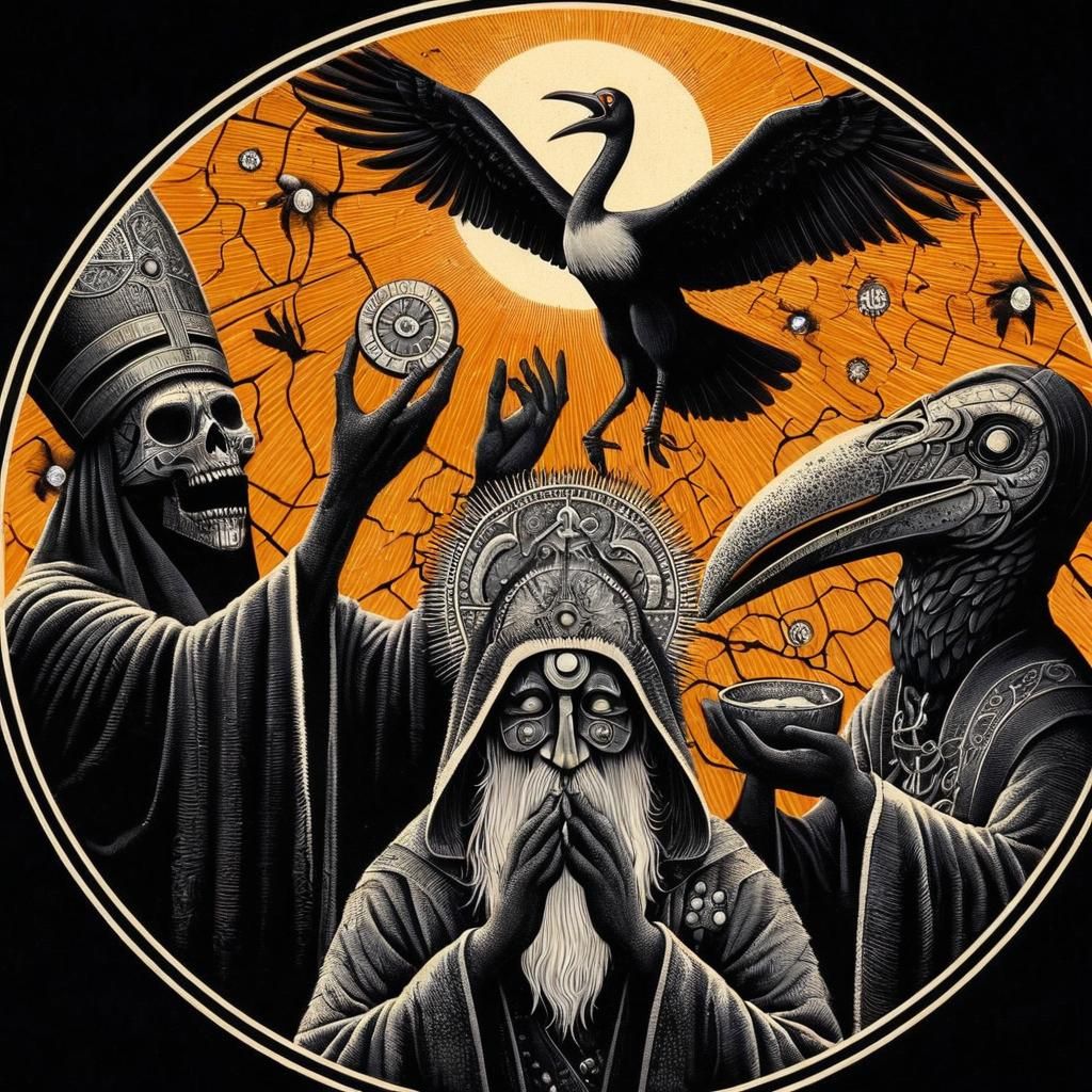 Surreal Steampunk Cult Ritual in Ancient Temple