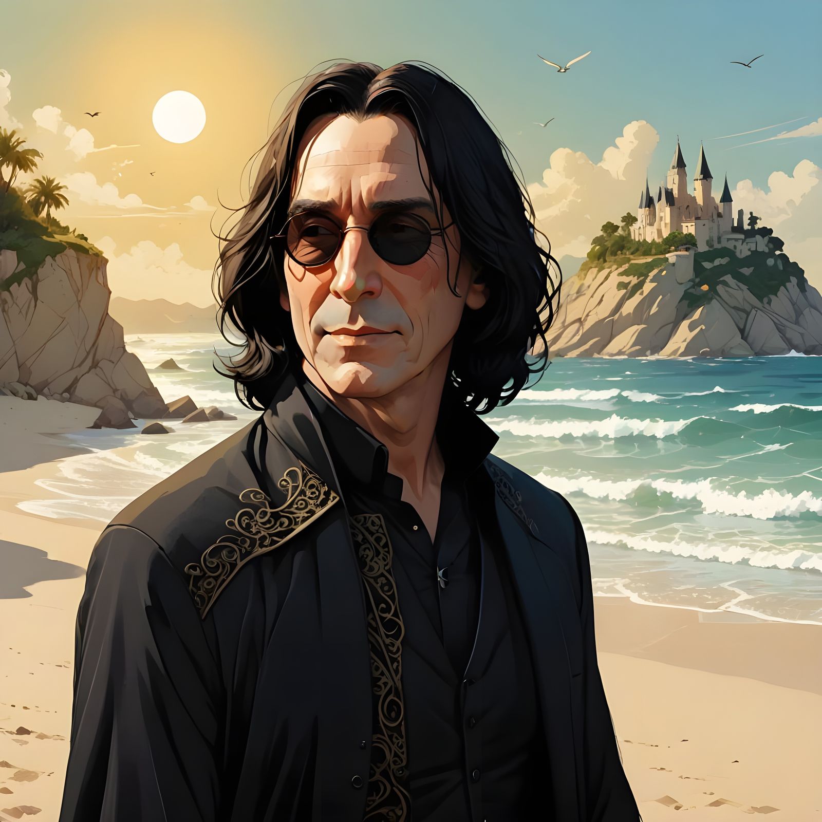 Snape Smiling on a Tropical Vacation