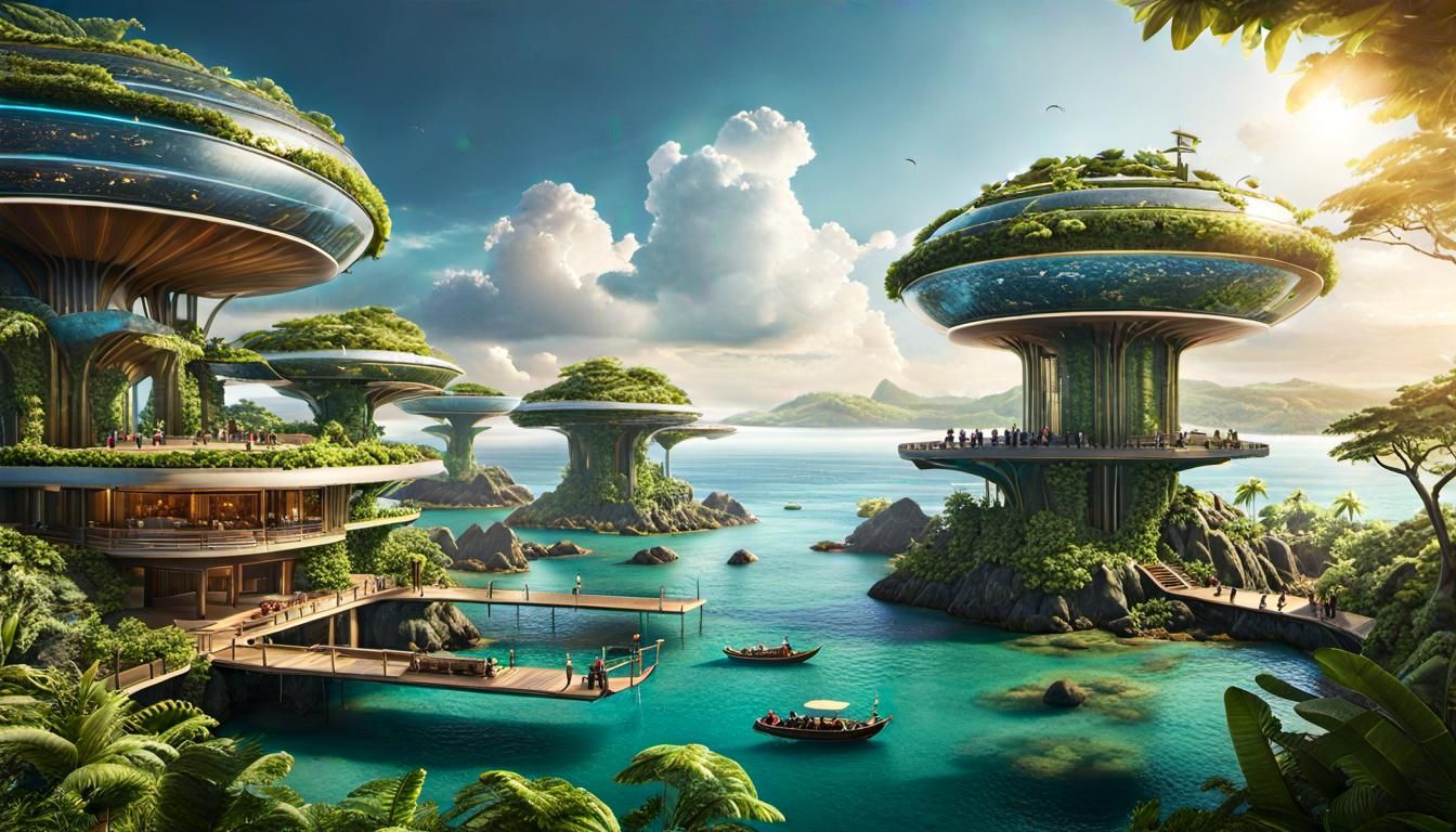 Seascape Solarpunk Metaverse