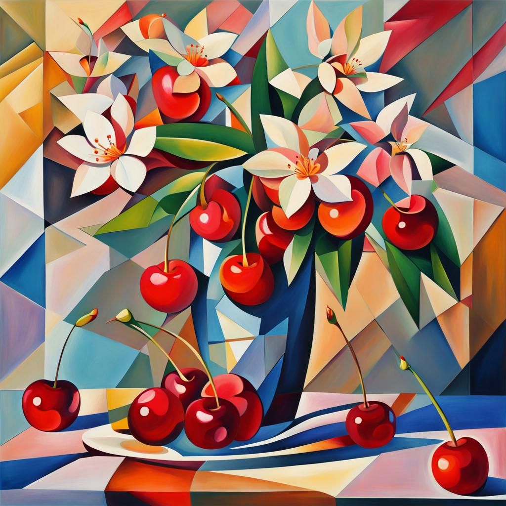 Cubist art of a vase