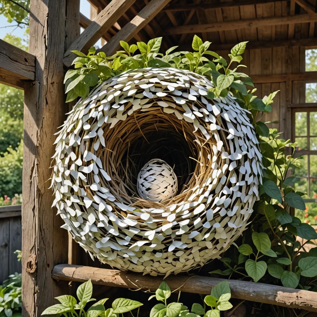 Photorealistic Wasp Nest in Garden Barn