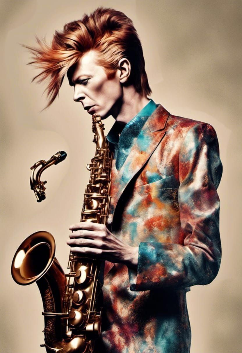 David Bowie with saxophone III