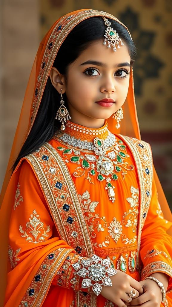 Bridal Islamic Gown in Mughal-Era Splendor