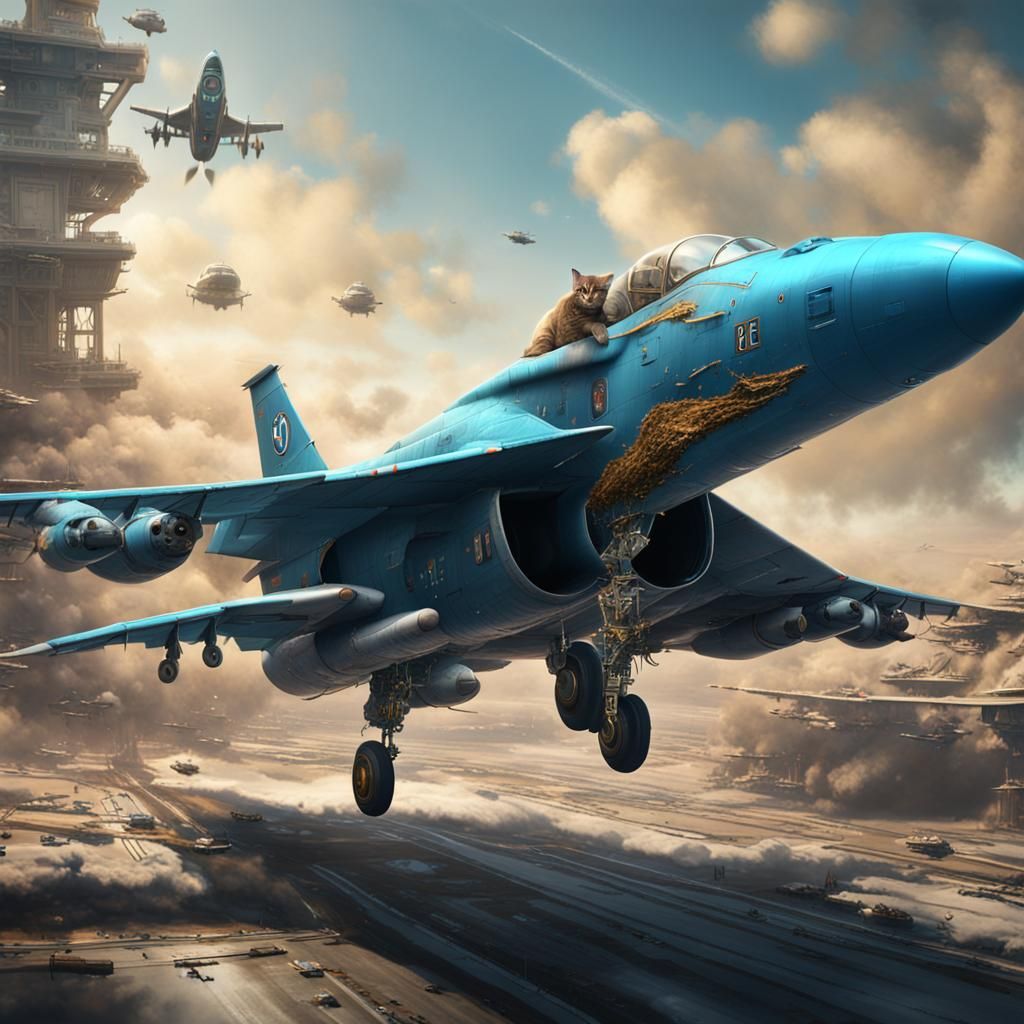 Cat Pilot in Air Force Jet