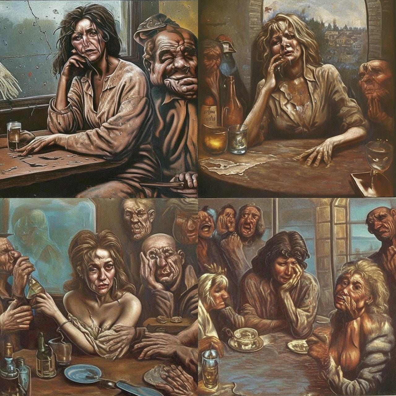 Drunk Woman by Dusty Window