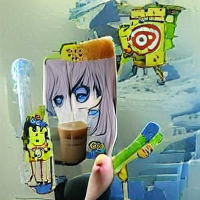 Anime Girl with Coffee and Spongebob Popsicle