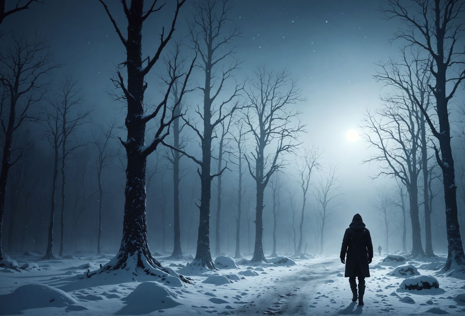 Frosty Winter Landscape in a Moody Artistic Style