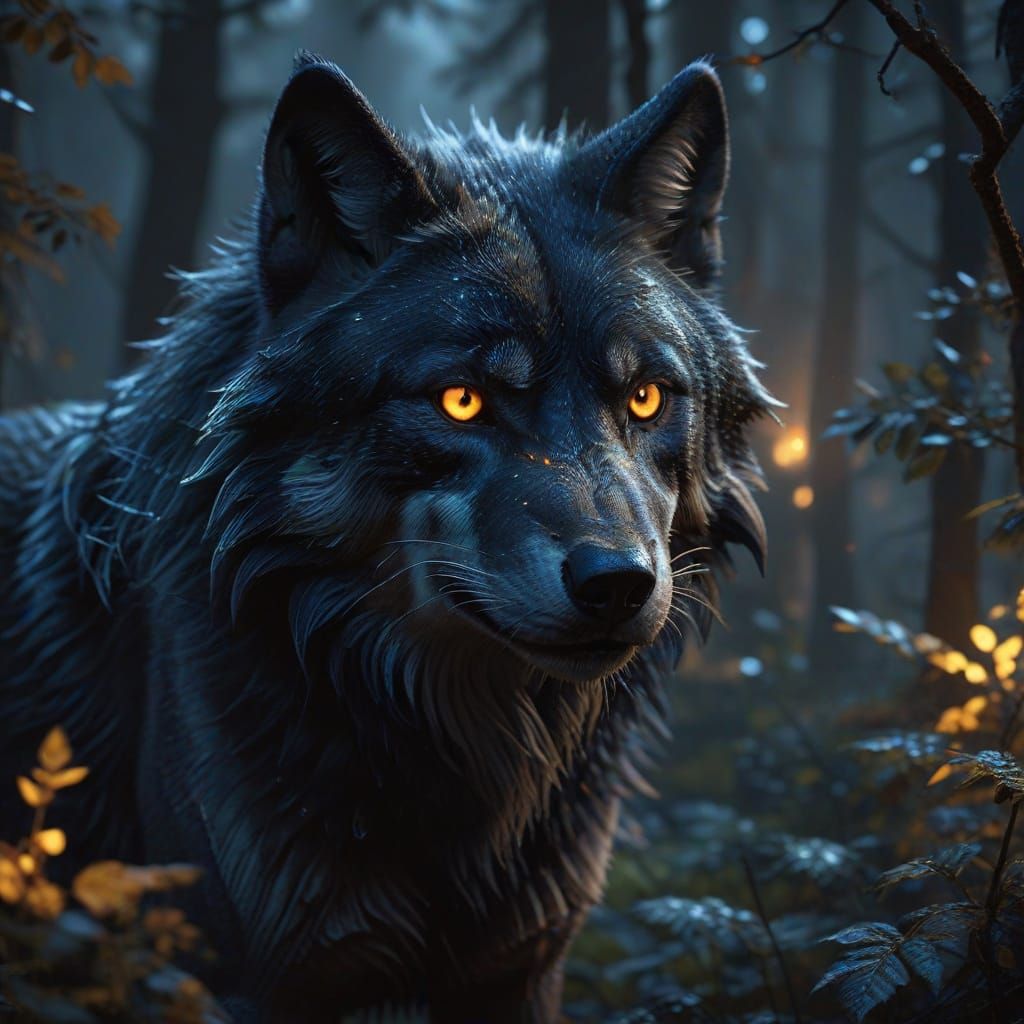 Midnight Wolf Emerges from Dark Fantasy Shadows
