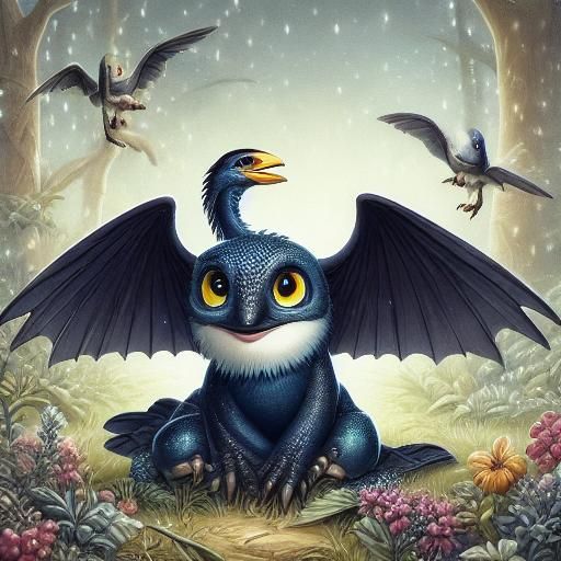 Bird Ballerina in Rainy Oil Painting