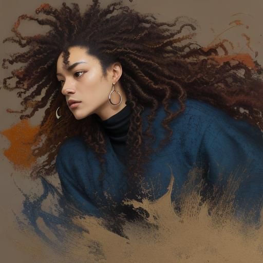 Abstract Expressionist Woman in Afrocentric Cloth