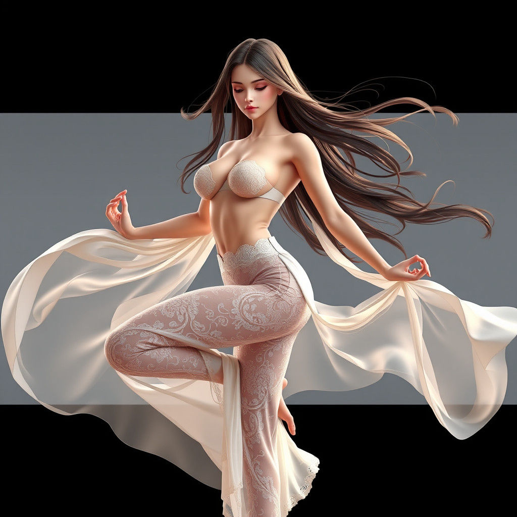 Lace and Yoga: 3D Anime Art