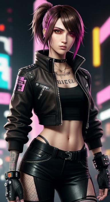 Punk Singer in a Cyberpunk 2099 Setting