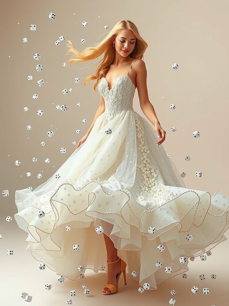 Ethereal Goddess in Ivory and White Ball Gown