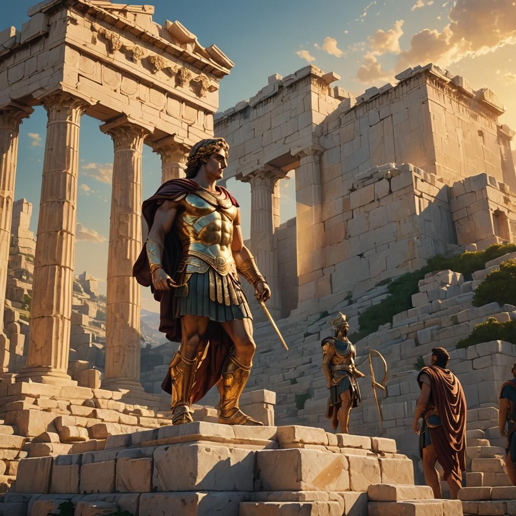 Alexander the Great: Fantasy Oil Painting on Acropolis