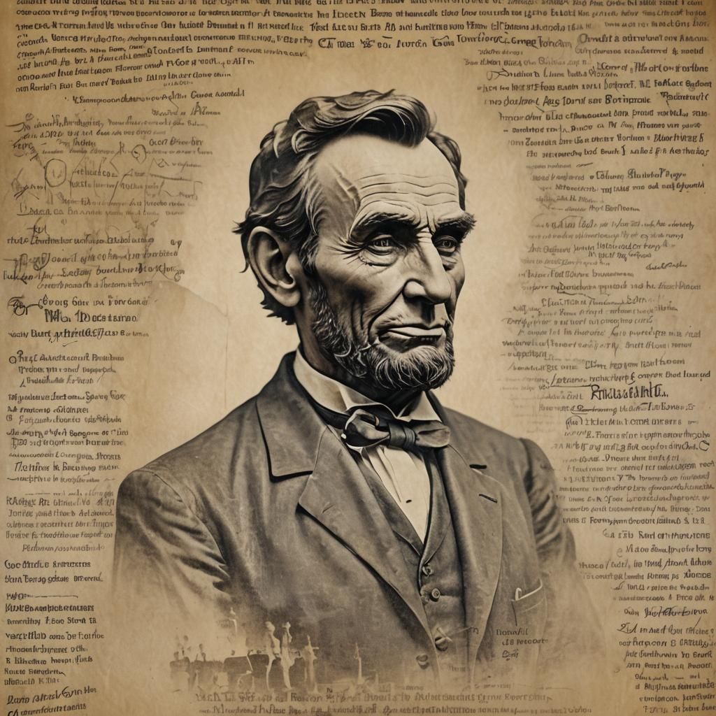 Hyperrealistic Lincoln with Gettysburg Address Overlay