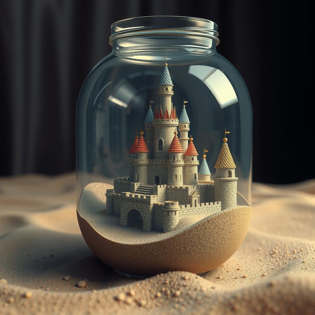 Sandcastle in a Jar: Detailed Matte Fantasy Art