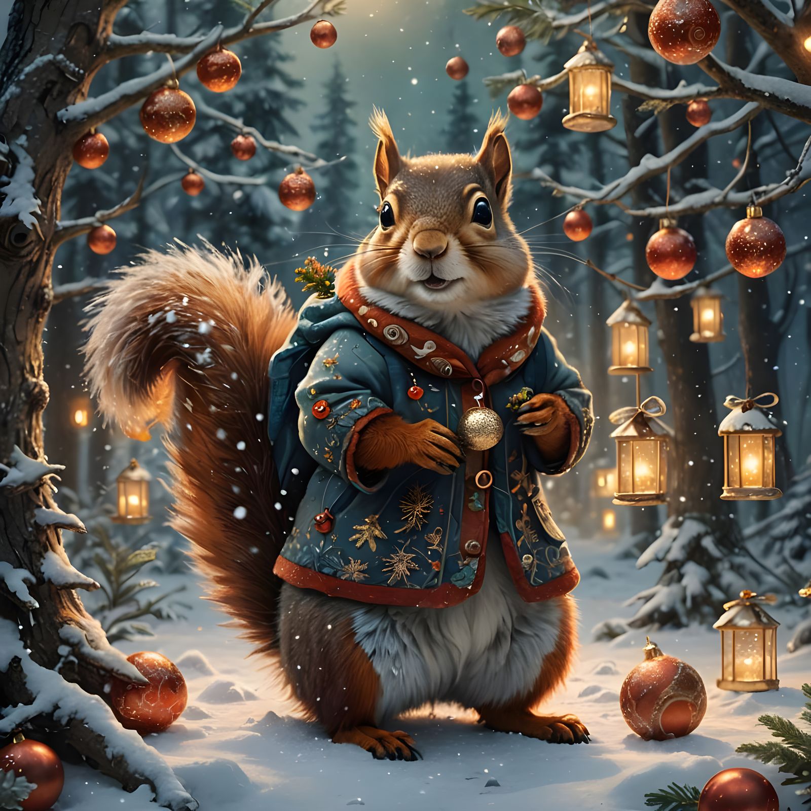 Festive Squirrel Ready for Christmas