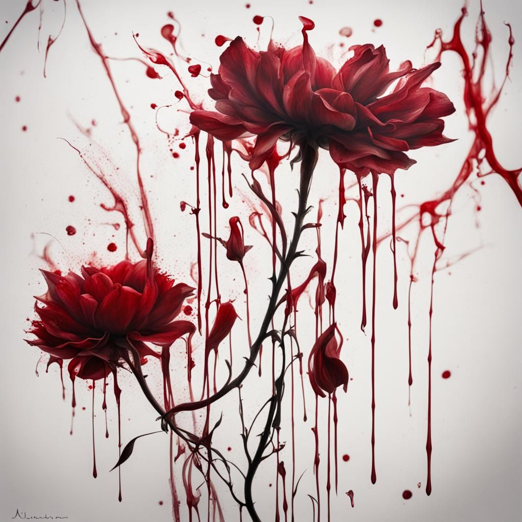 Surreal Flower Emerges From Blood