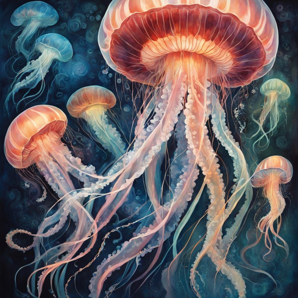Ethereal Jellyfish in Dreamy, Iridescent Hues