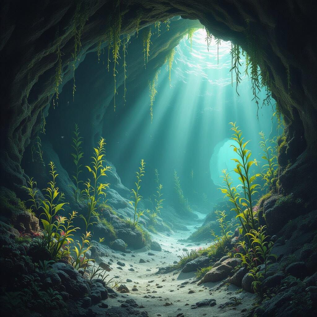 Bioluminescent Whisperkelp Forest in Dark Fantasy Style