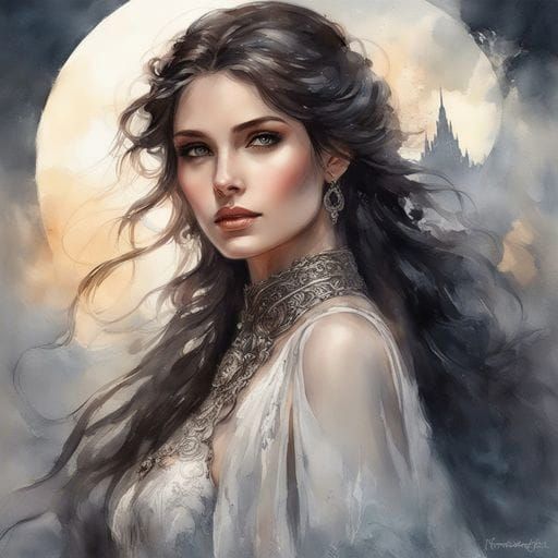 Ukrainian Girl Portrait in 19th Century Watercolor Style