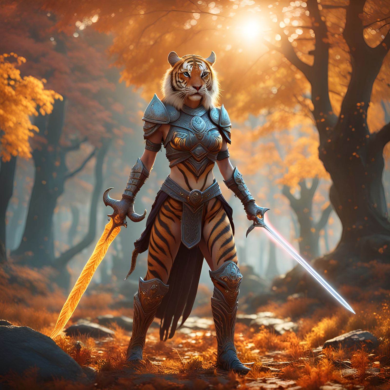 Sci-Fi Viking Tiger Woman with Laser Sword