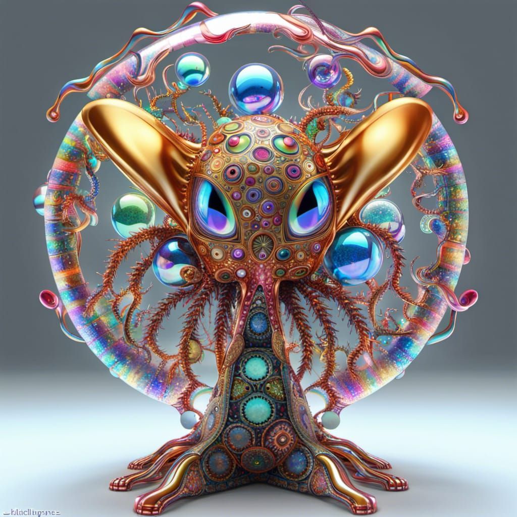 Fractal Alien Sculpture in a Cosmic Garden