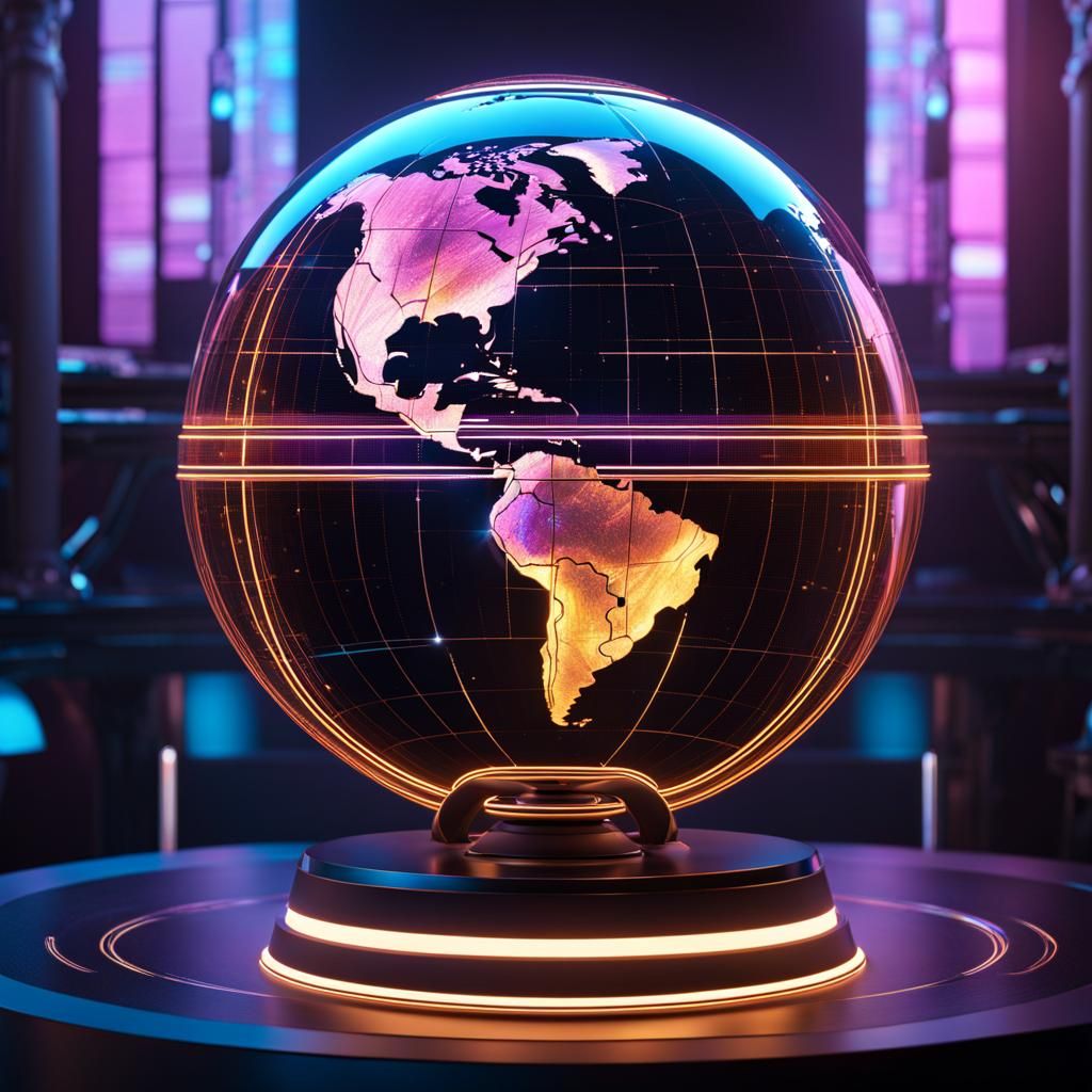 Futuristic Hologram Globe in Detailed Matte Painting