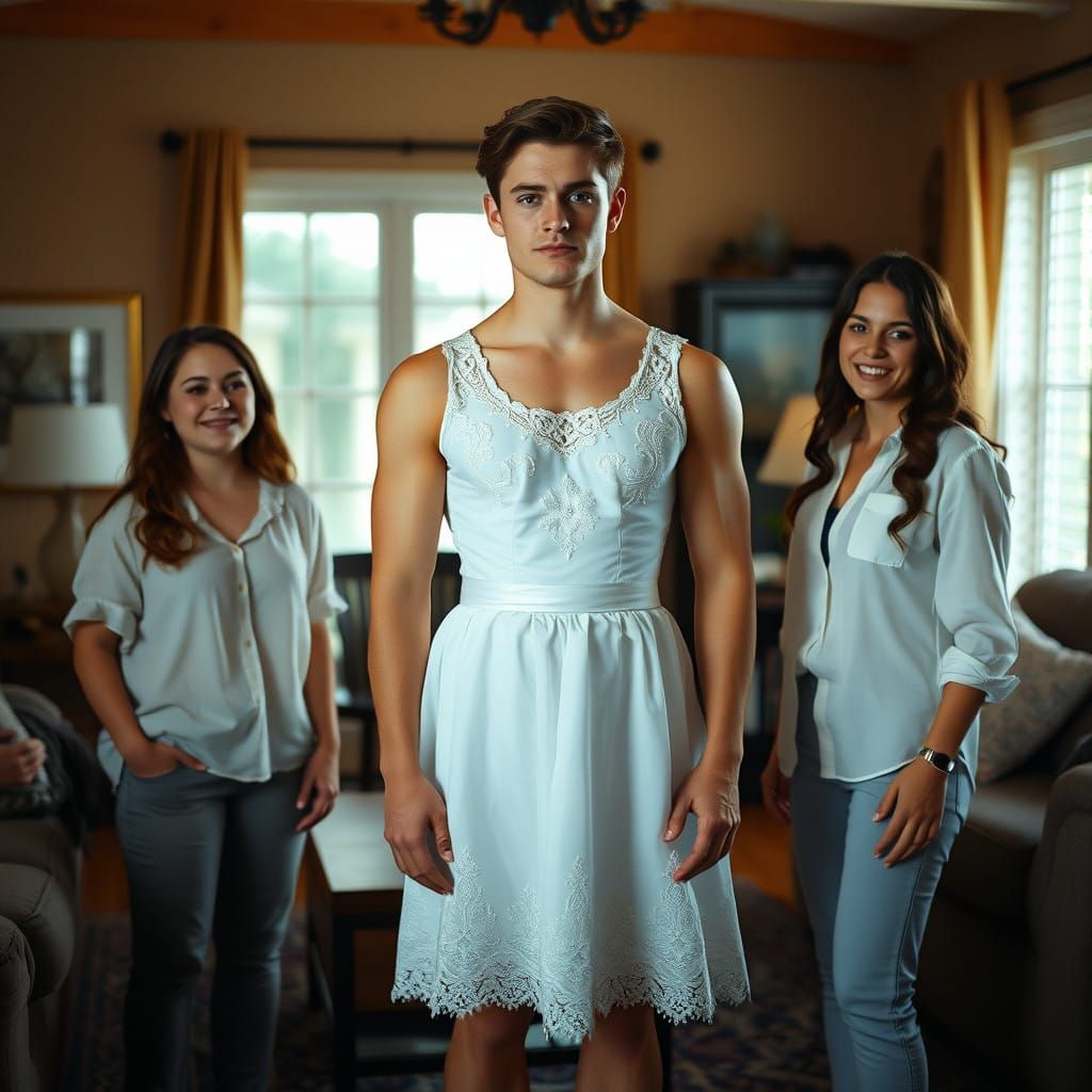 Handsome Young Man Poses in First Communion Dress with Siste...