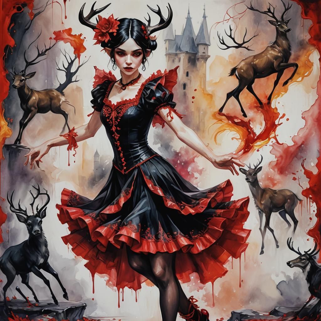 Flamenco Elf Dances in Art Nouveau Style