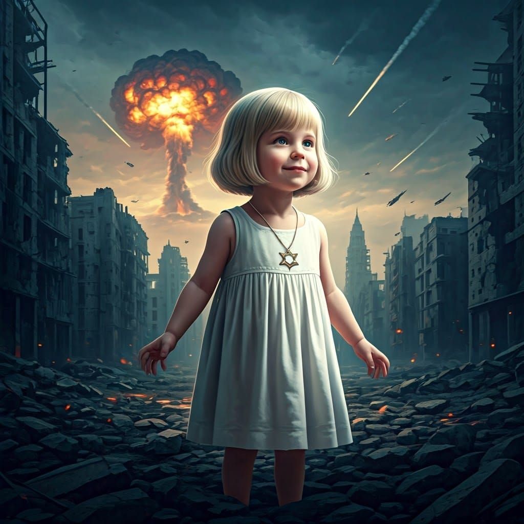 Hope Amidst Ruins: A Girl's Serene Smile