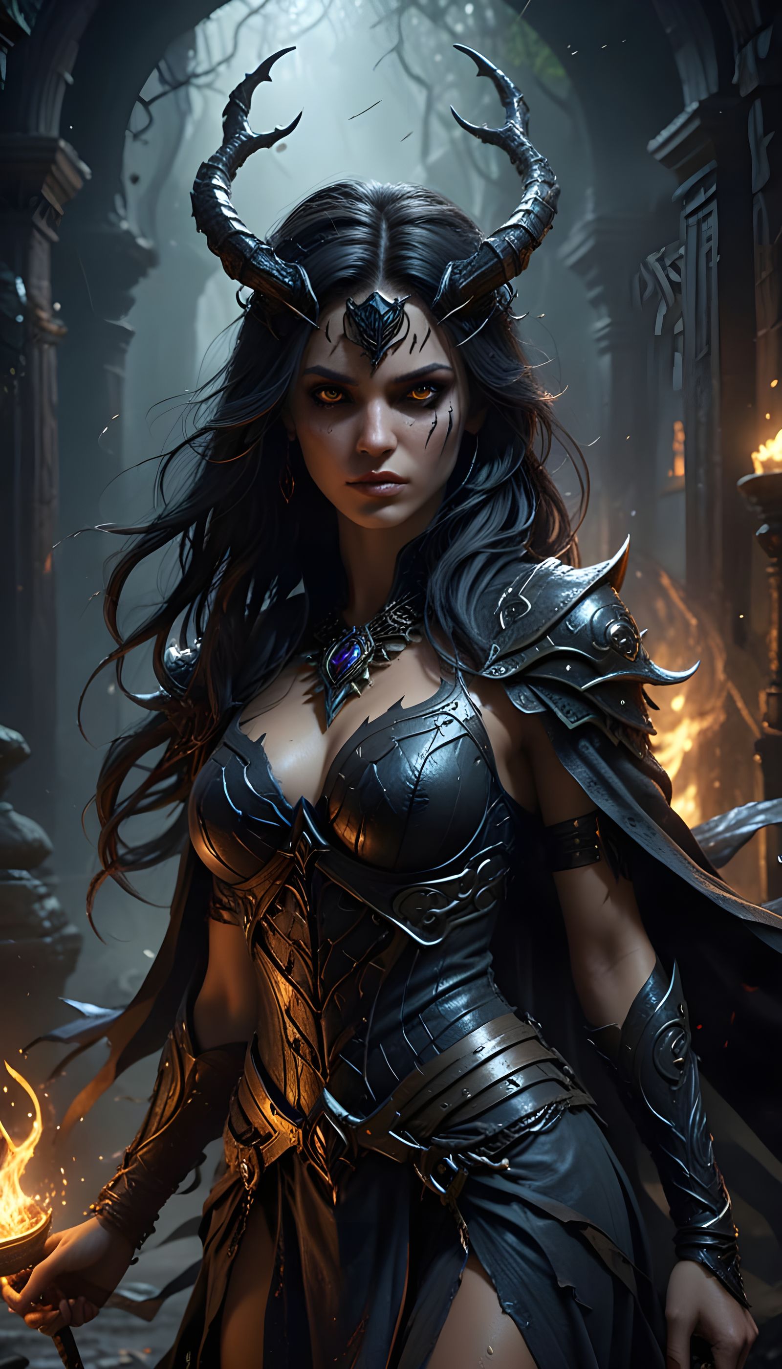 Dark Sorceress Prowls Deep Roads in Shadows