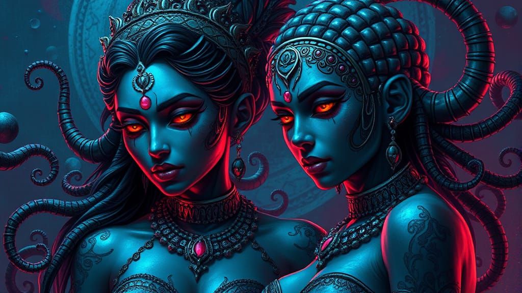 Assamese Goddess in Cryptic Digital Dreamscape